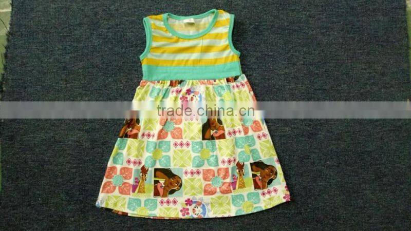 boutique girl flower print dress in summer new style baby frock designs