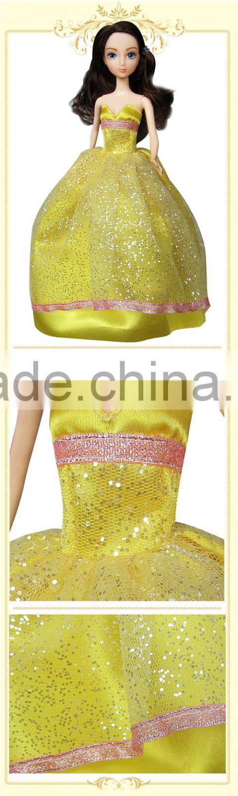 Yellow Glitter Mesh Doll dress