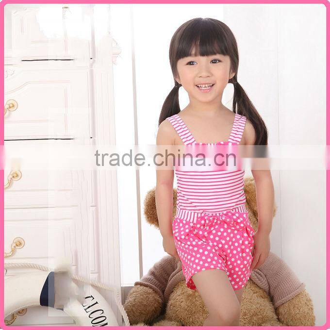 New Baby Girls Swimwear 2016 Newest Summer Kids 3 Colors PA And PU Spring Toddle Stripe Swimming Suit Children Wear SR40416-7P