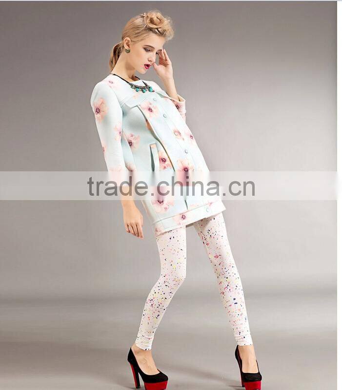 women's full print space cotton snap cardigan longline Hoodie dress/Sweatshirt