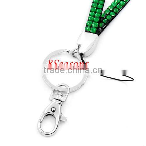 Green Acrylic Strap Lanyard For ID Card /Mobile Phone With Lobster Clasp Key Ring 44cm