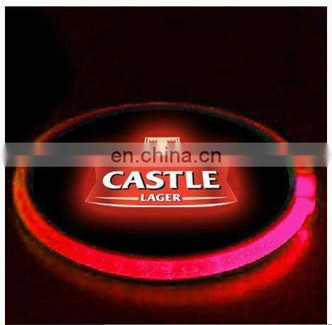 good quality led coaster 8led bottle coaster 3M bottle sticker
