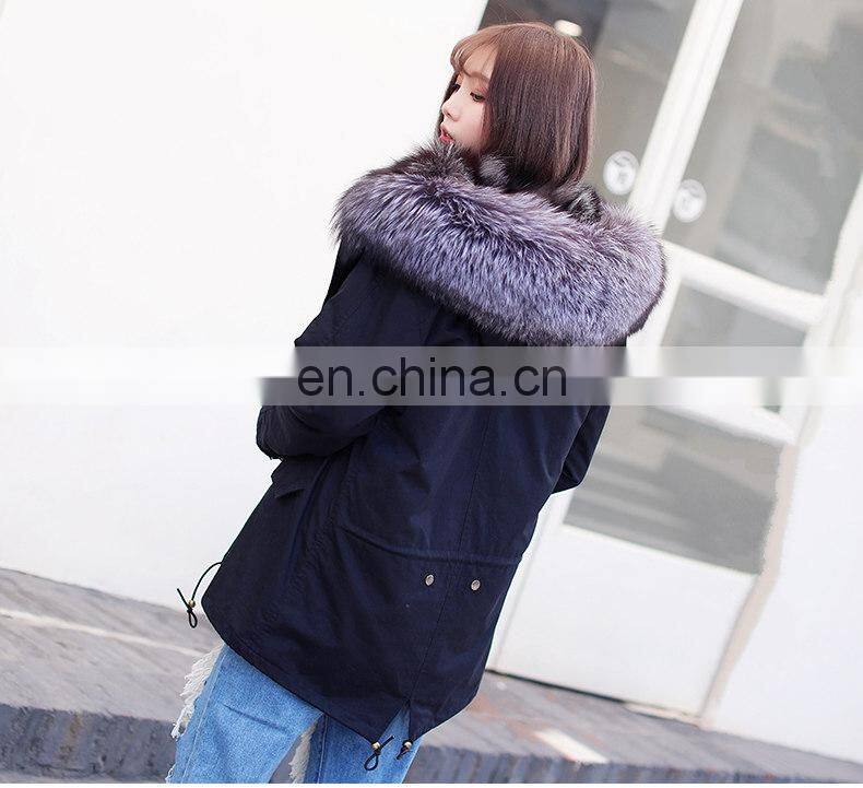 Hot Sales Winter's Fox Fur Lined Parka Germany Fur Coats With Removable Raccoon Fur Collar