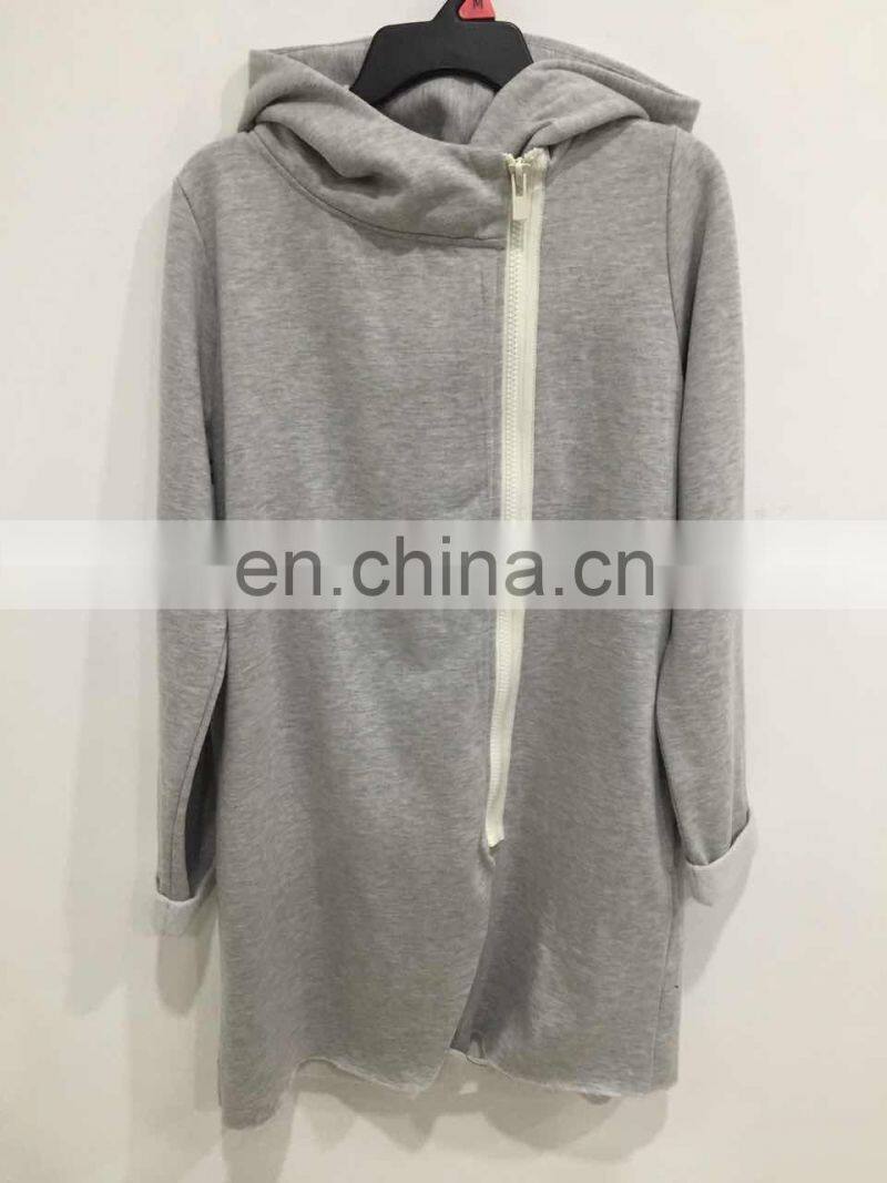 Flannelette hooded long zipper jogging-top