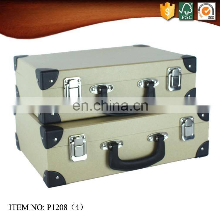 Kraft Paper Cardboard Suitcase Portable Box with Handle for Children