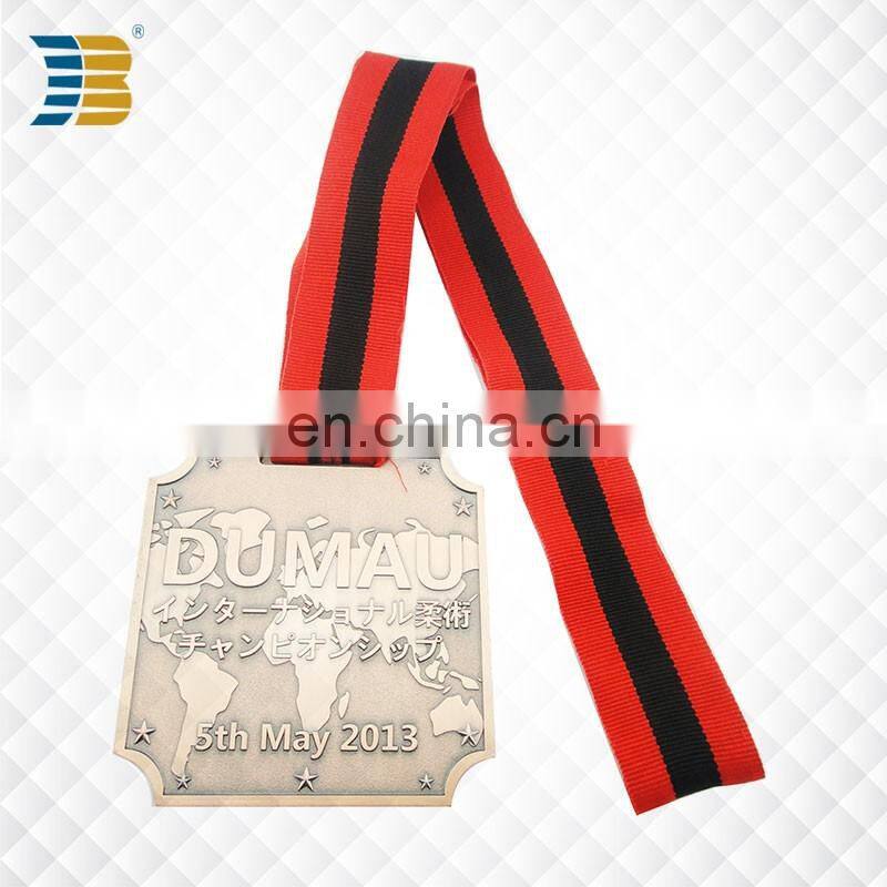 cheap custom square copper award jiu-jitsu sports medal
