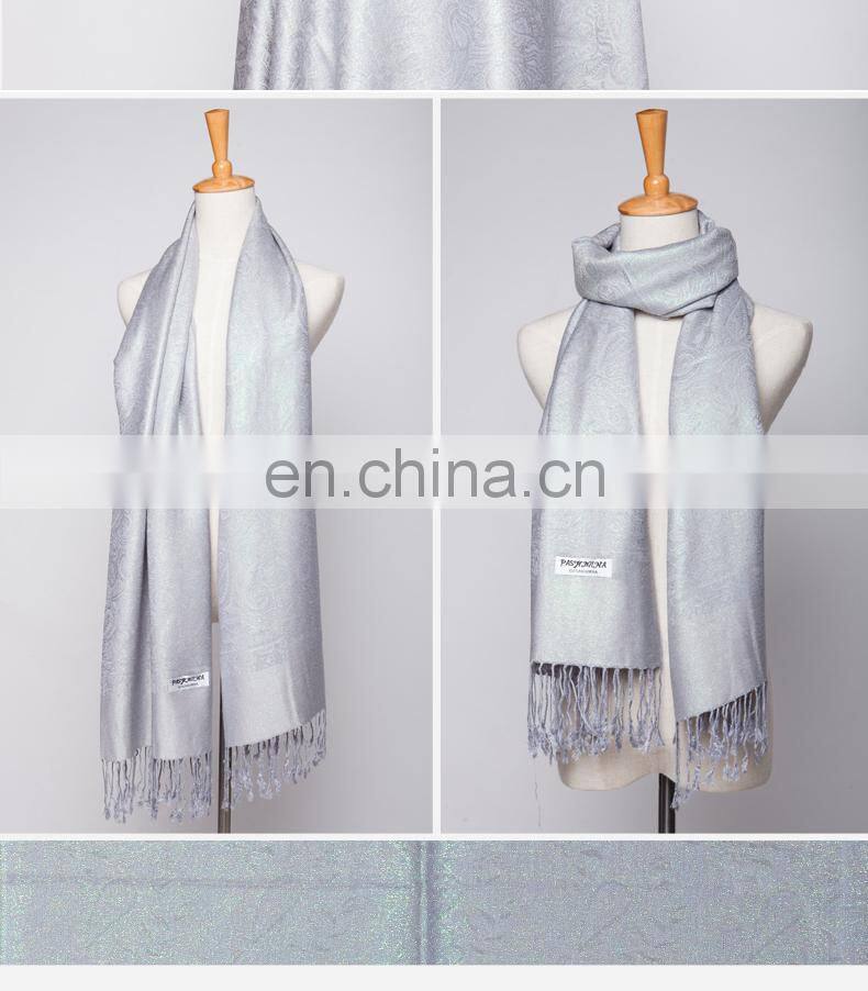 cashew flower with wire line viscose jacquard pashmina shawl & scarf 70*180cm add 2*10cm fringe good quality