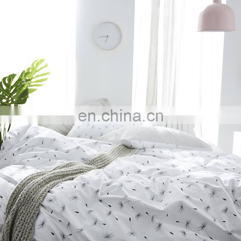 i@home Nordic version cotton high quality linen bed sheets sets duvet cover with dandelion delicate pattern for living room