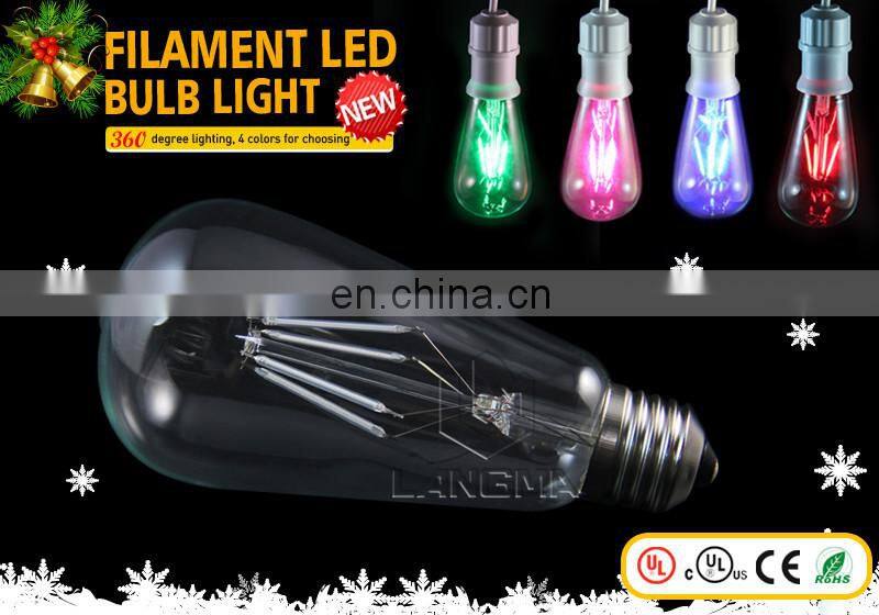 Colorful lights decorate christmas tree red green blue 3w/4w/5w st64 led filament bulb