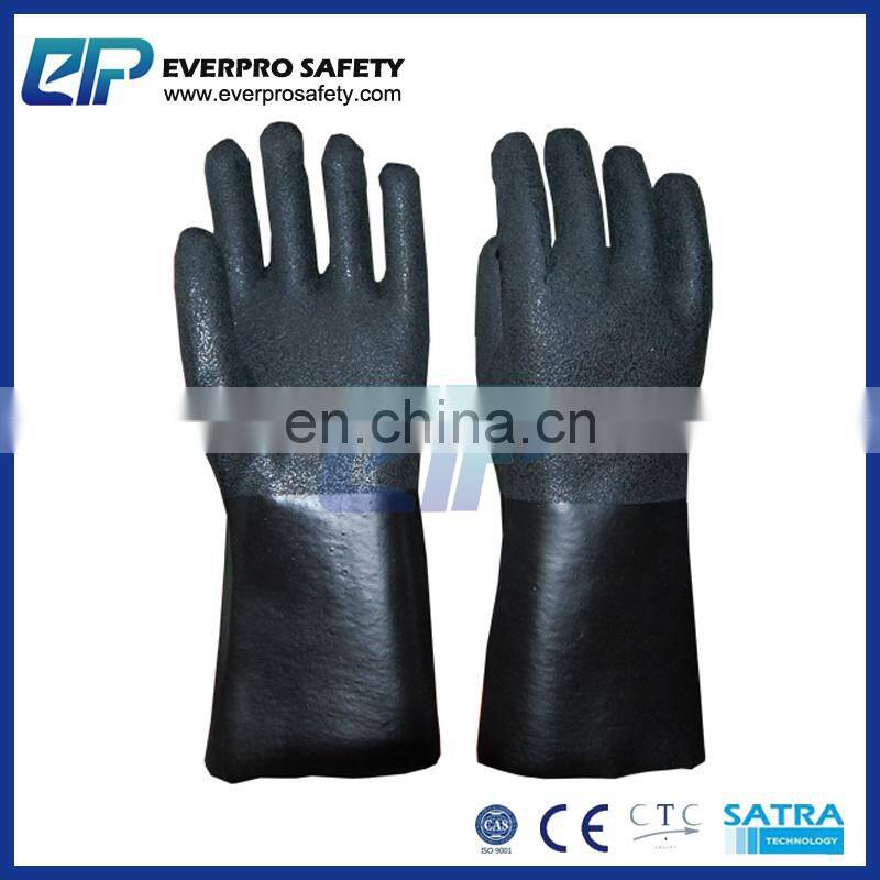 Heavy Duty PVC Winter Work Gloves with Gauntlet Cuff Liquid And Chemical Resistant