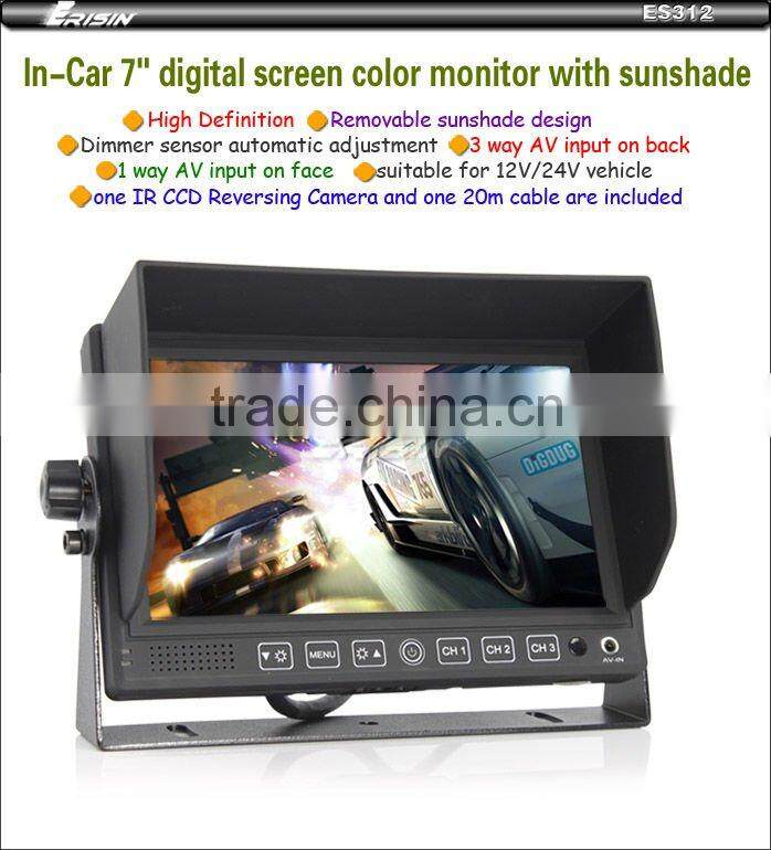 ES312 Erisin Truck 7" HD Color TFT LCD Monitor Sunvisor CCD Rear View Camera