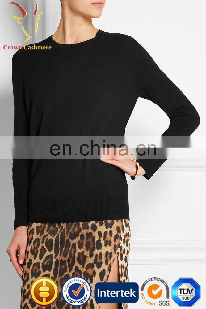 Crew neck sweater pattern pure cashmere pullover for lady