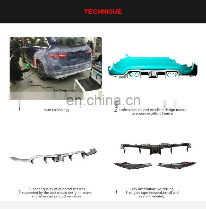 Carbon fiber rear diffuser three section with light for BMW M2 2016-2019