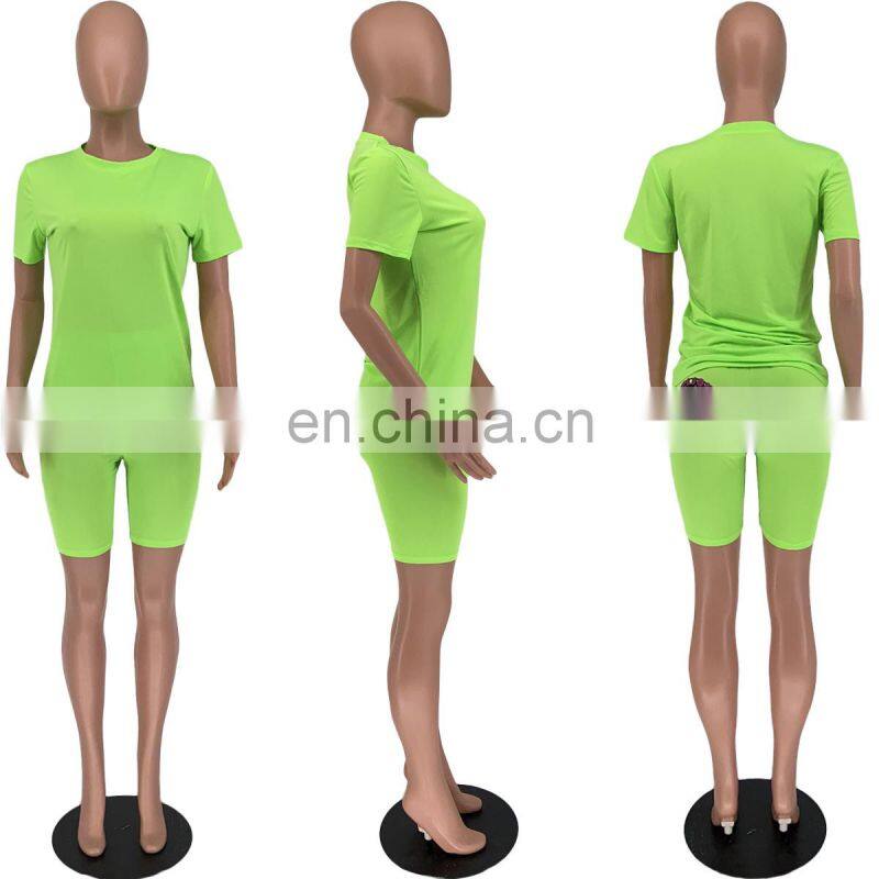 Spring and summer new fashion casual sports suit printed short-sleeved shorts suit plus size women's wholesale custom LOGO