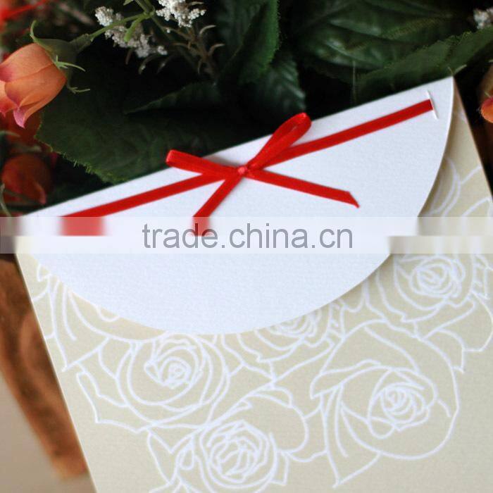 2015 Simple Handmade Nepali Paper Wedding Cards with bowknot