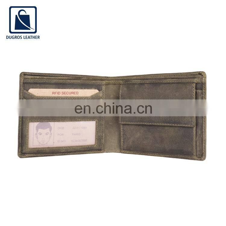 New Arrival Stylish and Elegant Design Buff Antique Fitting Open Closure Men Genuine Leather Wallet/ Leather Purse