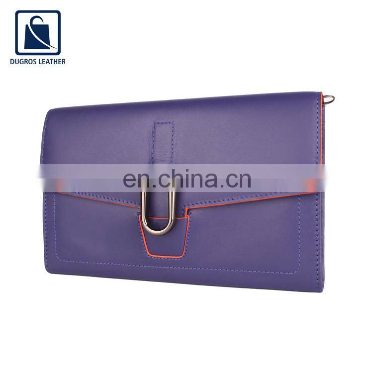 Best Quality Top Selling Luxury Fashion Style Polyester Lining Material Wholesale Genuine Leather Clutch for Women