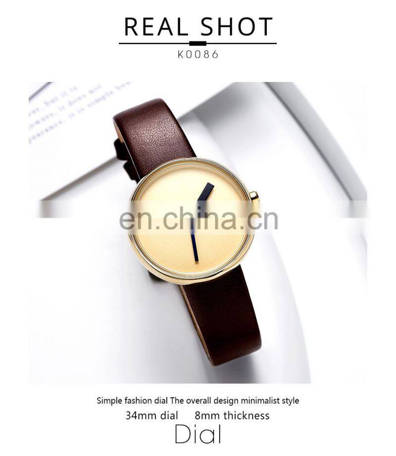 SHENGKE No Logo Minimalisim Watches K0086L Unisex Simple Design Wristwatch Watch for Women and Man