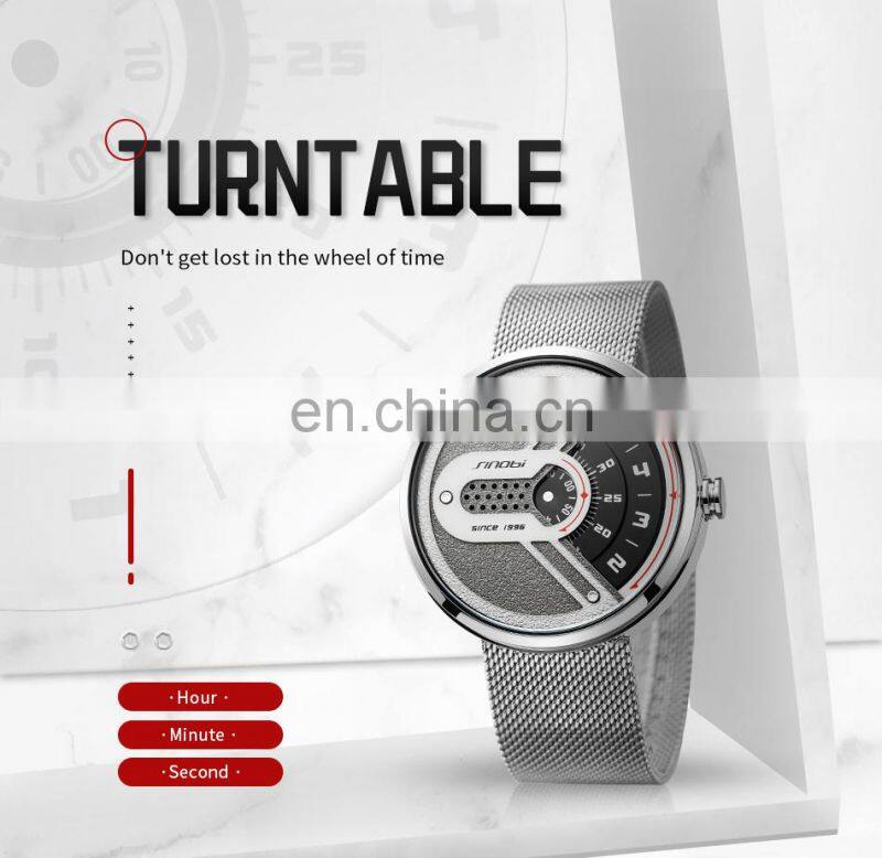 SINOBI S9831G Custom Your Brand Logo Man Wristwatch Rotating Dial Male Watch Creative Design Man Sports Watch
