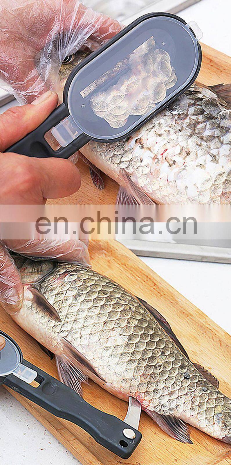 Plastic Fishing Scale Brush Built-in Fish Cutter Fish Skin Brush Scraping Fast Remove Fish Knife Cleaning Scaler Scraper