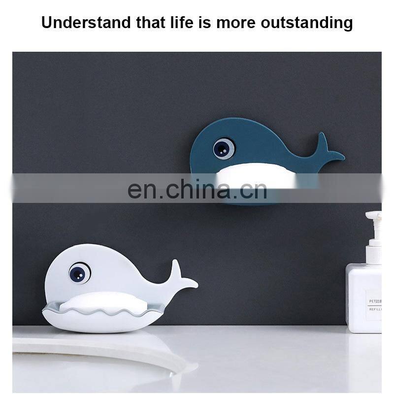 Cartoon Whale Bathroom Soap Dish Holder Bathroom Soaps Box Storage Shelf Plastic Wall Mounted Draining Organizer Tray