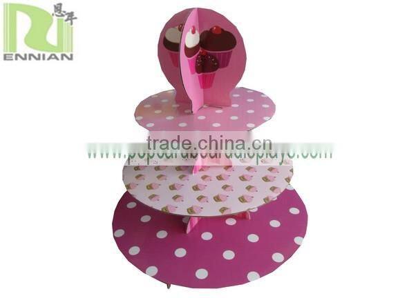 Customized Wave Point Rotation Cardboard Cupcake Stand Display