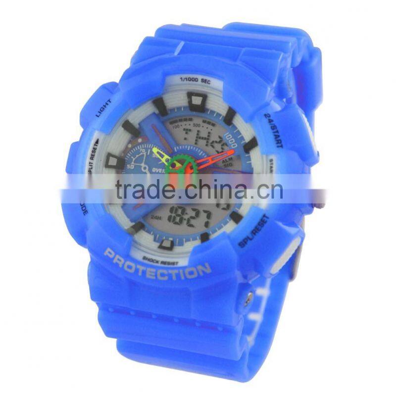 LP1369 2016 fashion stainless steel case back digital silicone rubber watch