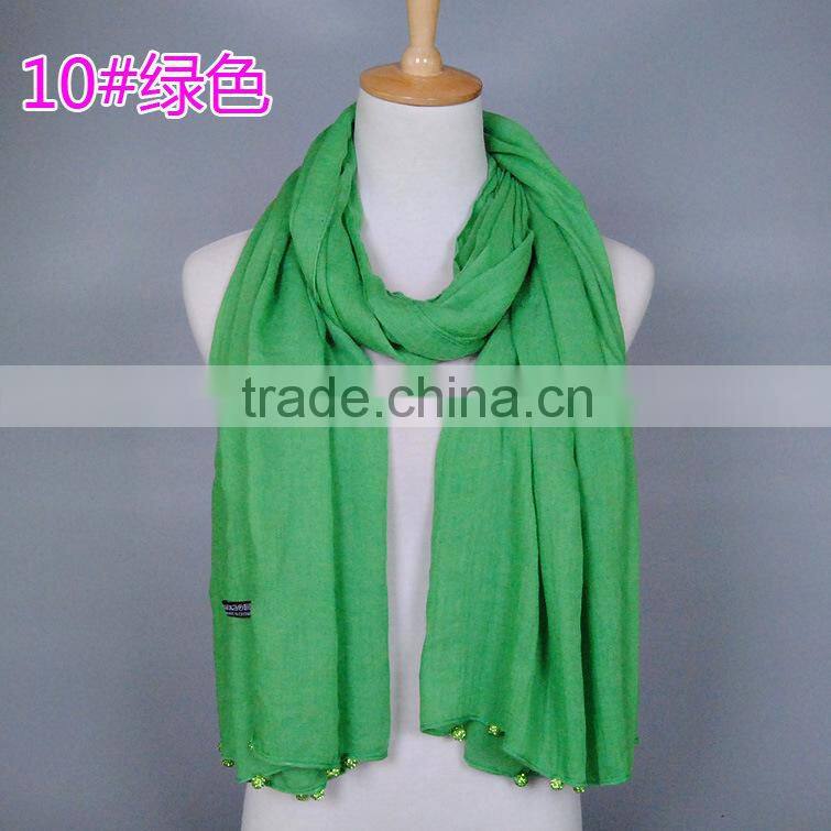 New Design Plain Blank Solid Color Cotton Ladies Fashion Scarves With Pendant