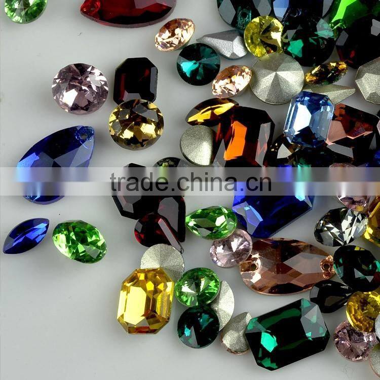 China Wholesale fancy glass stones and colours glass rhinestones with no holes