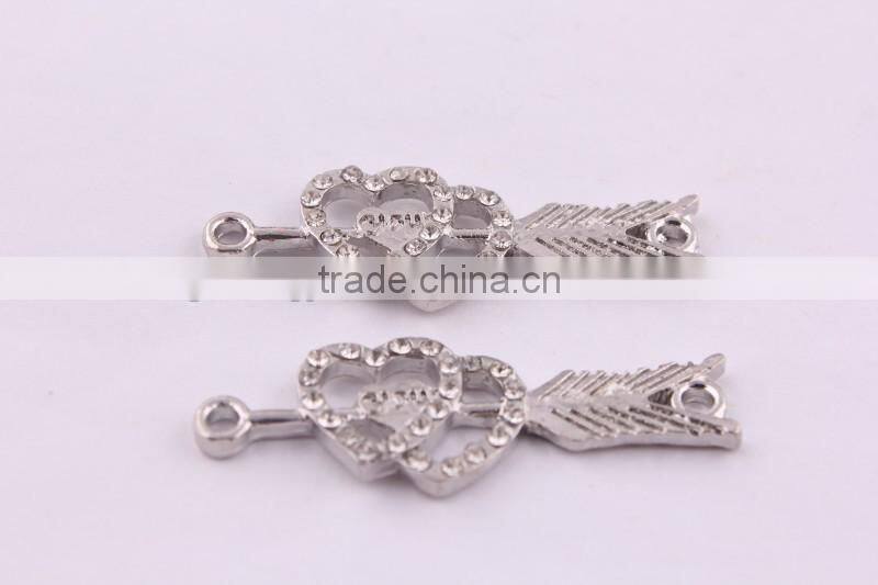 2014 bow crystal rhinestone connector charms ! wholesale alloy glitter silver Connector for bracelet making!!