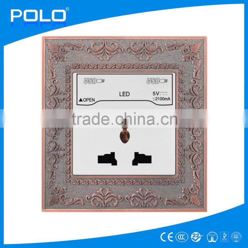 Wholesale 3 pin electric socket universal double wall usb