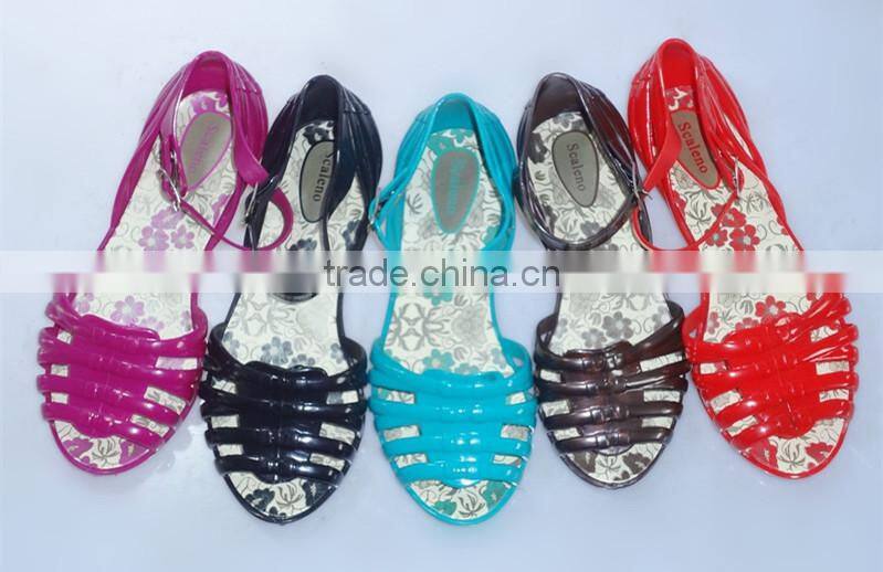 2015 popular design pvc crystal Kids And ladies sandals