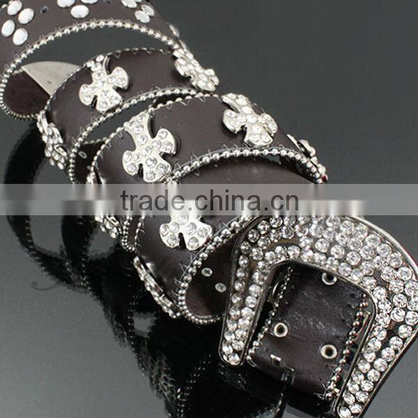 Rhinestone Stud & Buckle Accent Belt