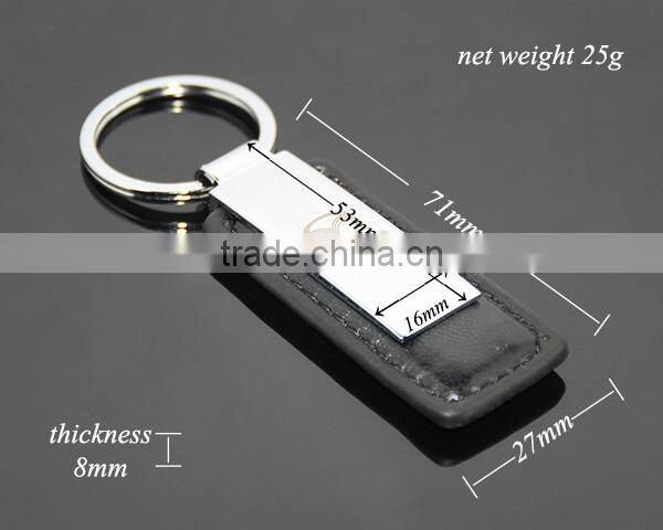 Japan Automobile Sales Servicshop 4S Custom Promotional Rectangle Black Leather And Metal Key Chain For Car