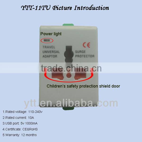 White universal worldwide travel ac power plug adapter with usb
