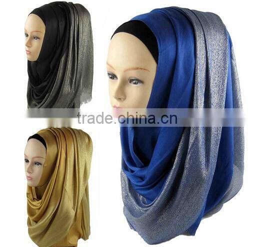 >>New arrival fashion shining women plain muslin hijab scarf/