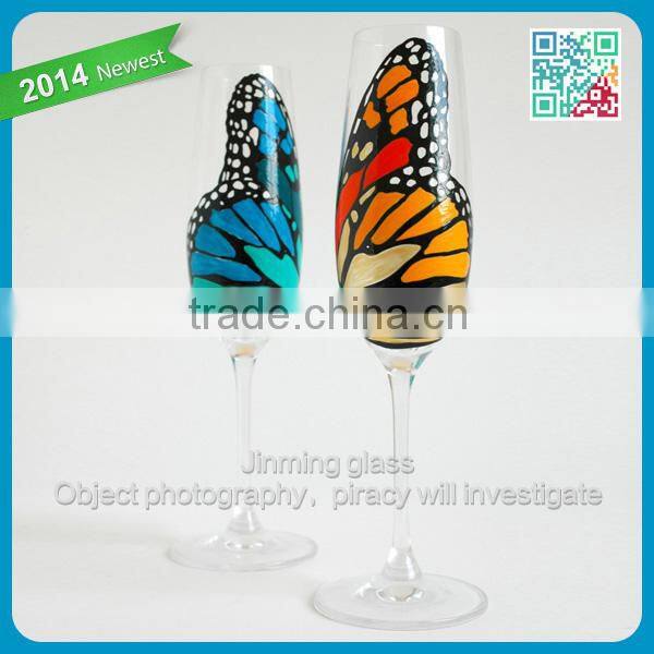 Butterfly Glass Champagne Flutes Personalized Painted Glass Goblet