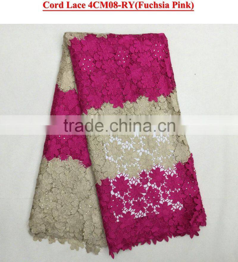 Afircan embroidery cord lace of silver guipure lace for wedding