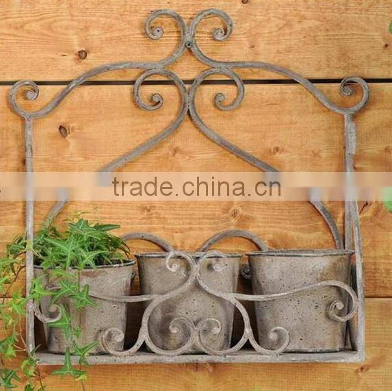 111199FD Metal wall hanging herbs pots for garden decoration