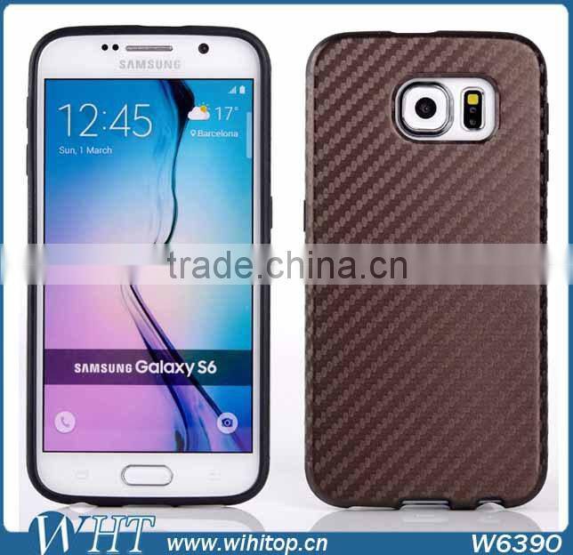 Wholesale Grain Carbon TPU Case Protective Case Cover For Samsung Galaxy S6