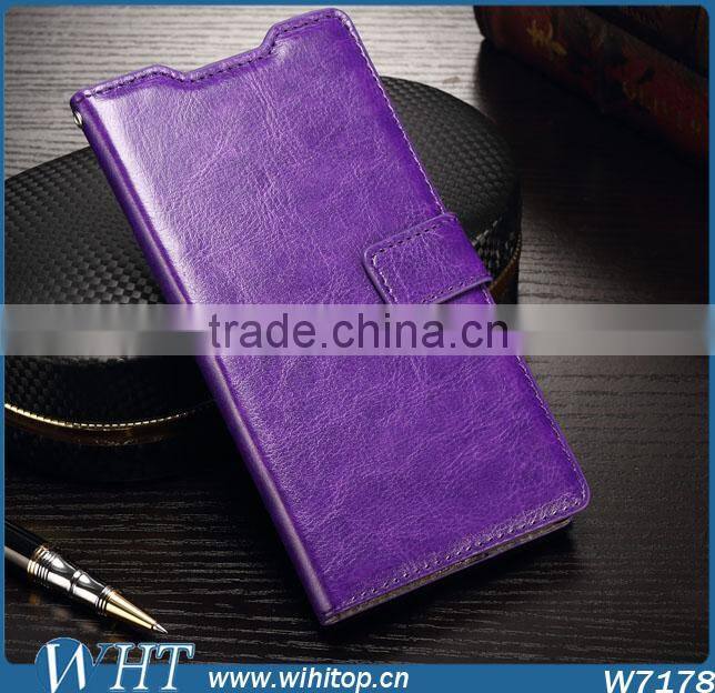 New Products Crazy Horse Skin Leather Wallet Case for Sony Xperia Z5