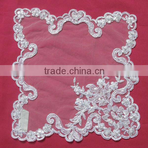 Bridal Square Beaded Corded White Tablecloth Manufacture
