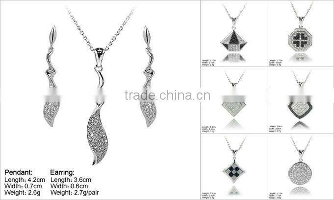 PZL-0013B Fashion Jewelry Rhombus Pendant Black Cubic Zirconia
