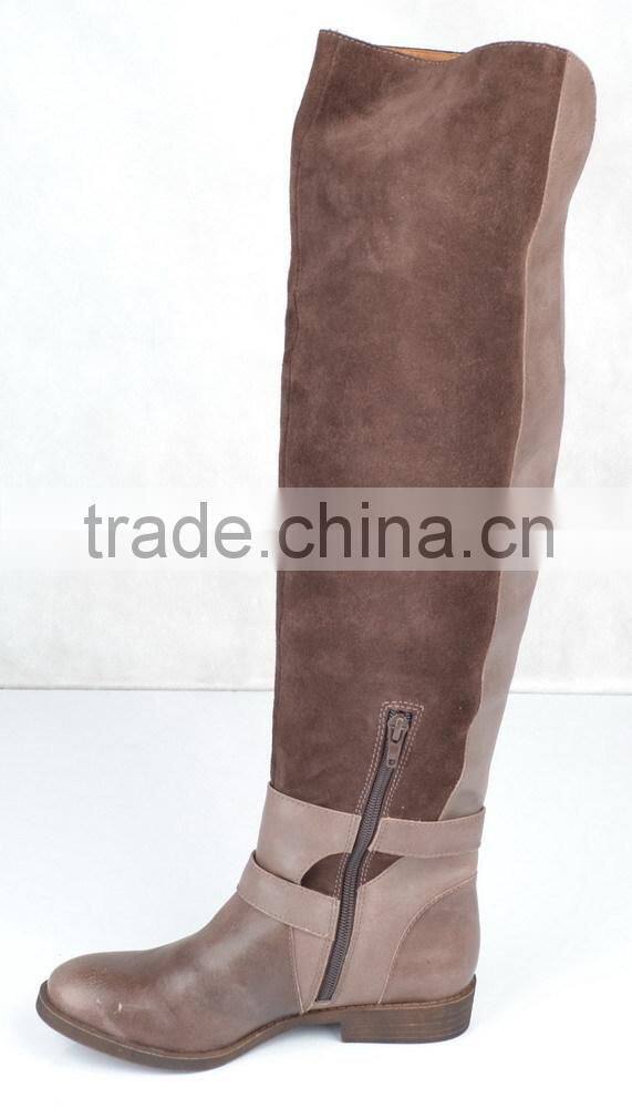 2015 new design suede leather women boots, comfort shaft boots
