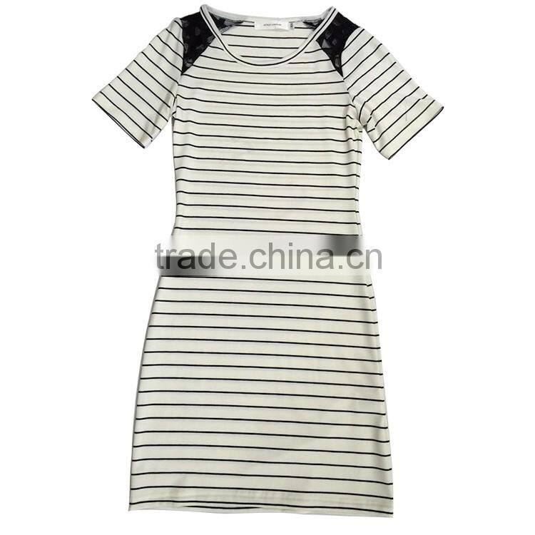 New arrive high quality Western short sleeve dress cotton fashion ladies dress for office or daily life