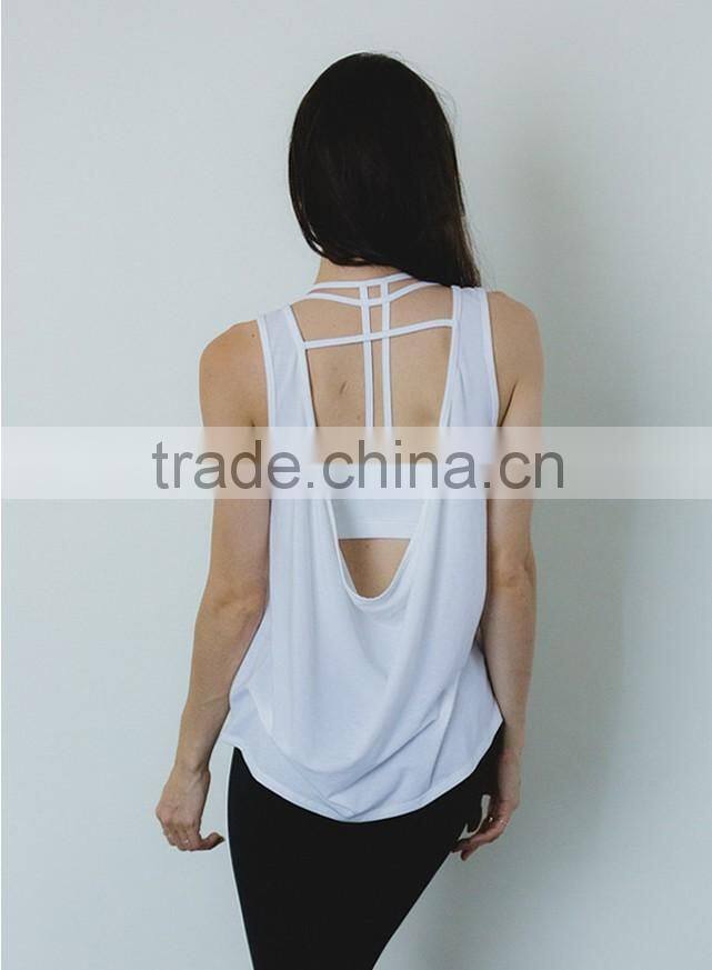 Hot 2016 Fashion Sexy Backless Sports Fitness Gym Stringer Women Tank Top