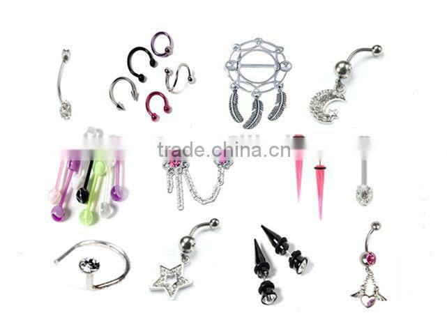 Gold Plated Colorful Custom Fake Stainless Steel Cool Eyebrow Rings Body Piercing Jewelry