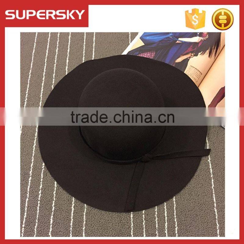 V-339 Fahion women vintage wide brim wool felt bowler fedora hat floppy cloche