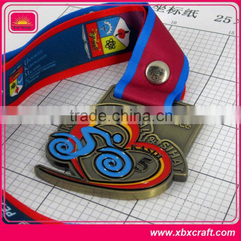 zinc alloy bronze plating heart shaped medals with ribbon