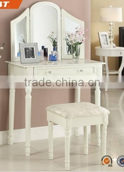 Modern luxury fashinal wooden dresser / white Top selling high-end French dressing table with drawers